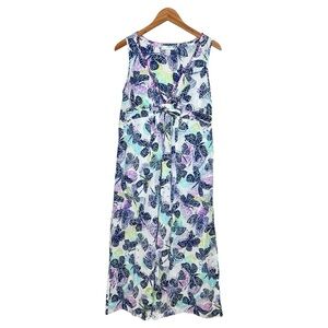 Victoria's Secret Y2K Butterfly Print Maxi Dress Fits Size Medium Deep Plunge